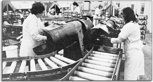 The production line at Russell Hobbs, showing the stages in production of a stainless steel kettle