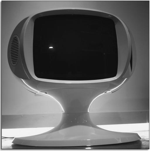 A 1970s television frame housing a set made in 2000